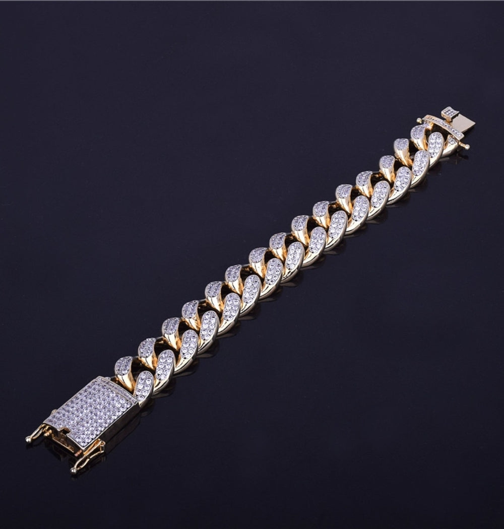 Moissanite Round Cut Cuban Iced Out Men's Hip Hop Bracelet