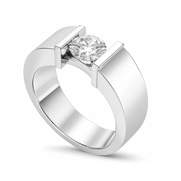 Bar Set Round Cut Lab Grown Diamond Engagement Ring