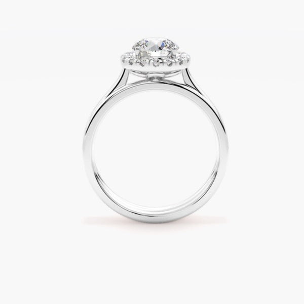Moissanite Round Cut Halo Ring Set For Bridal