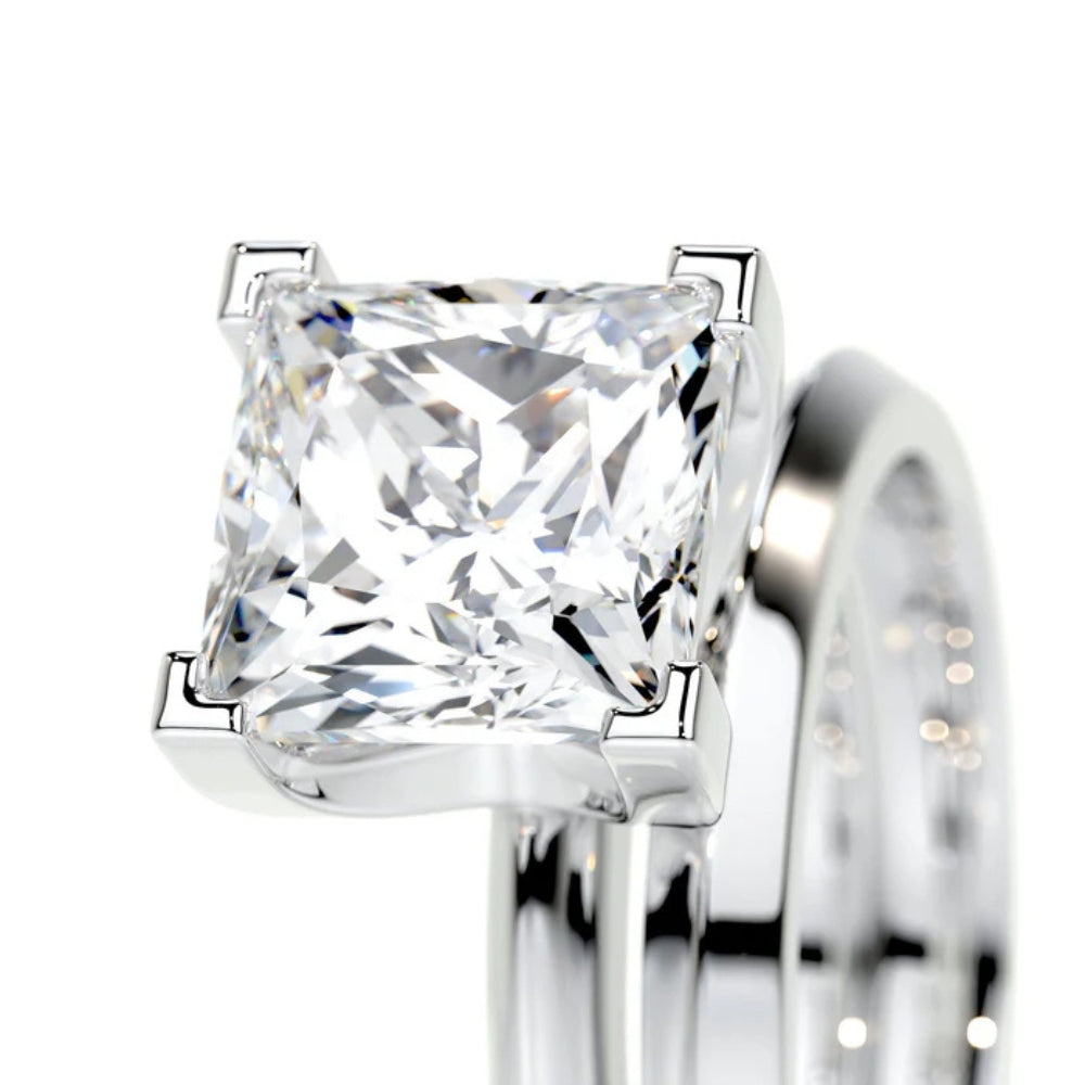 Princess Cut Moissanite Solitaire Wedding Ring Set