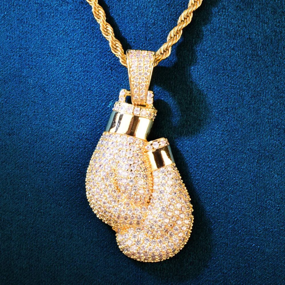 Iced Out Moissanite Boxing Gloves Hip Hop Pendant