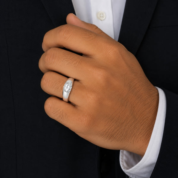 Oval Cut Lab Grown Diamond Solitaire Bezel Set Engagement Ring