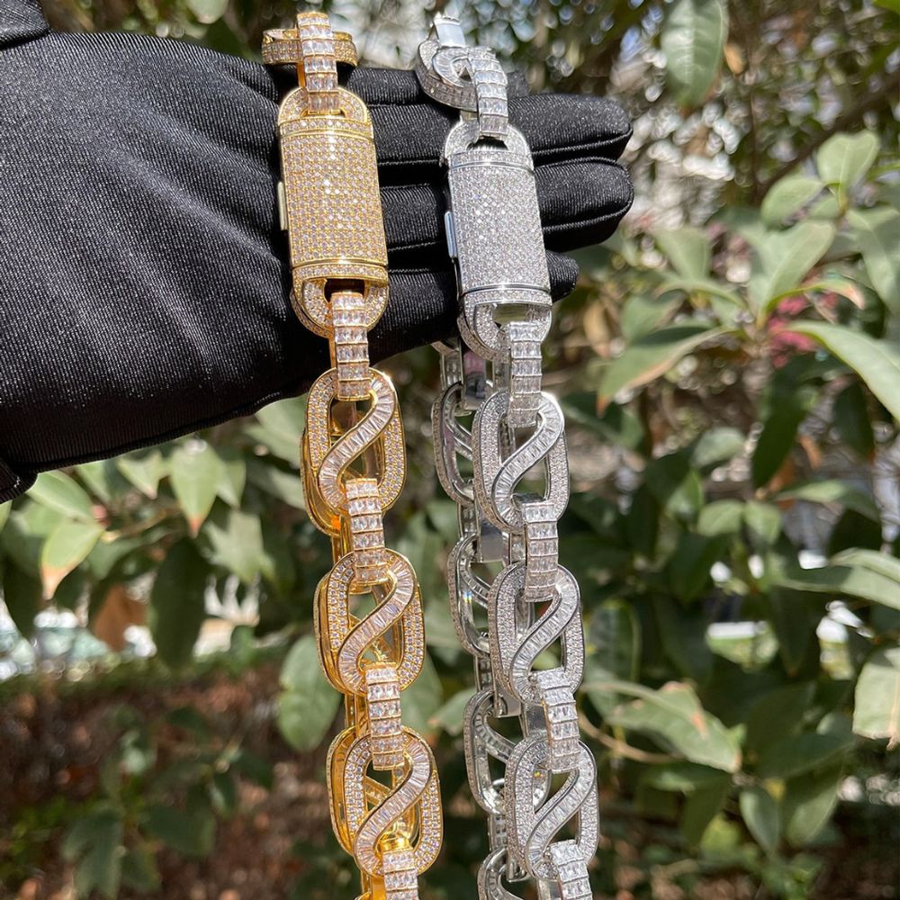 Round & Baguette Cut Lab Grown Diamond Classic Cuban Chain