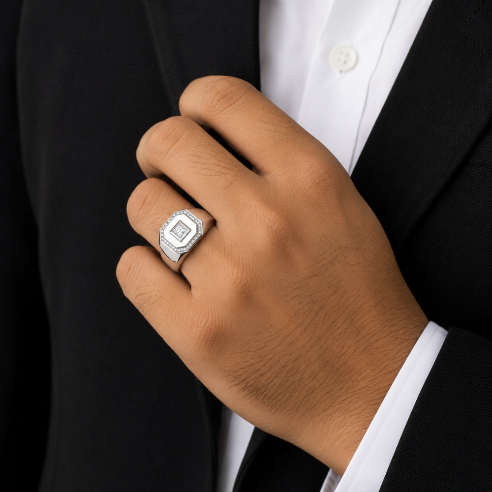 Princess Cut Bezel Set Lab Grown Diamond Engagement Ring