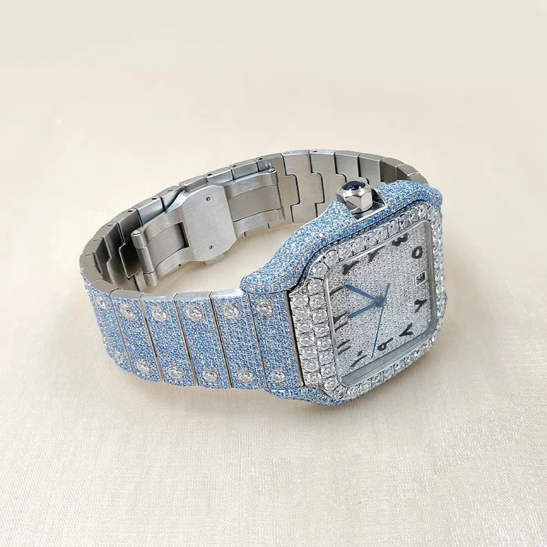 Iced Out Moissanite Diamond Hip Hop Luxury Cartier Watch for Him