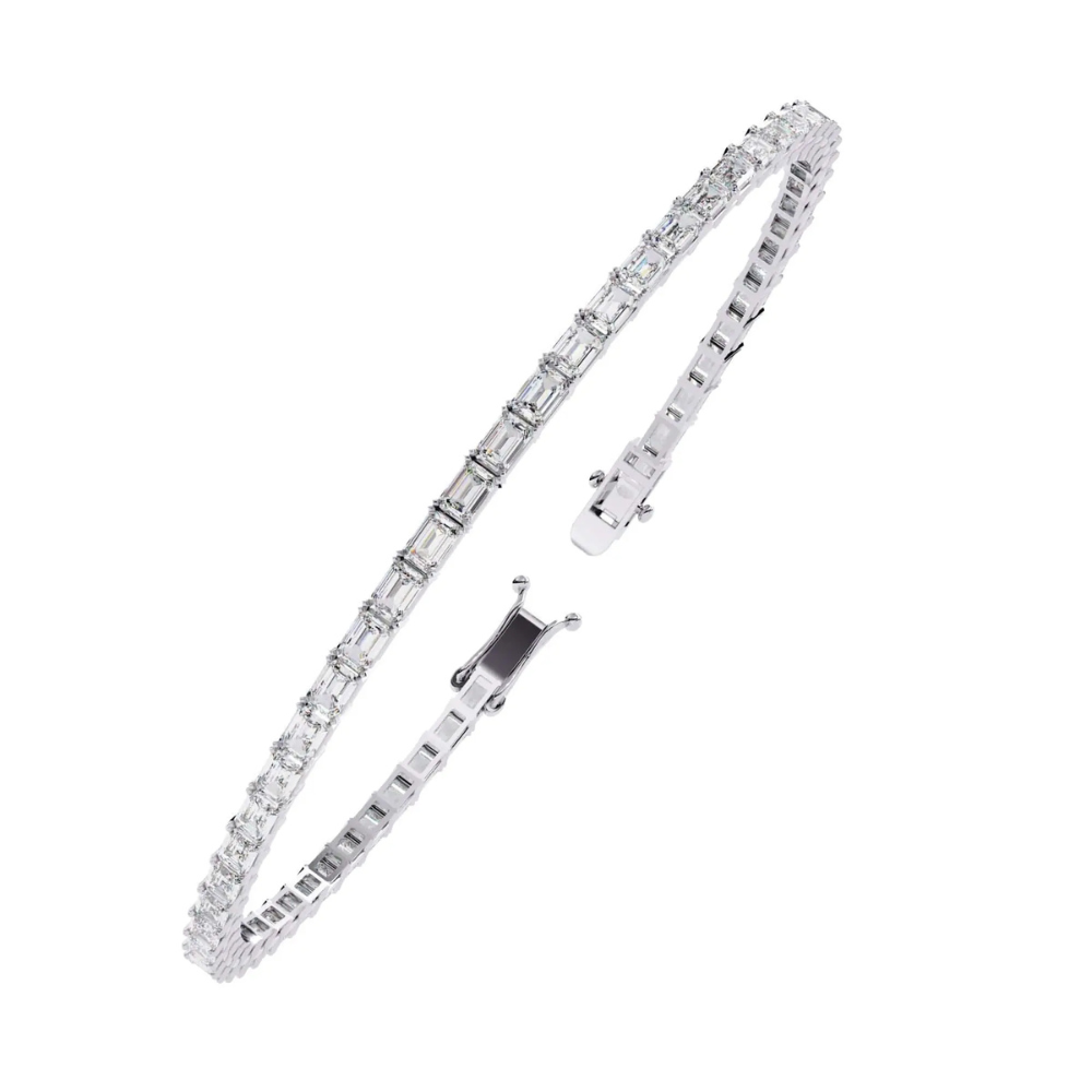 Emerald Cut Moissanite Tennis Bracelet For Anniversary Gift