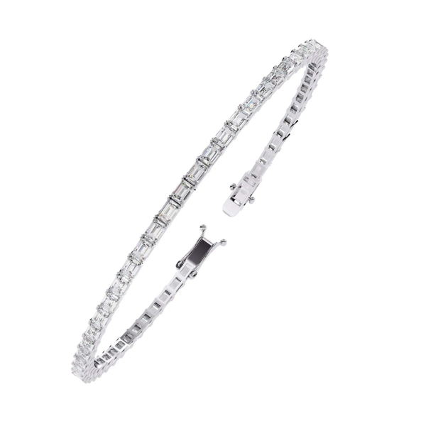 Emerald Cut Moissanite Tennis Bracelet For Anniversary Gift