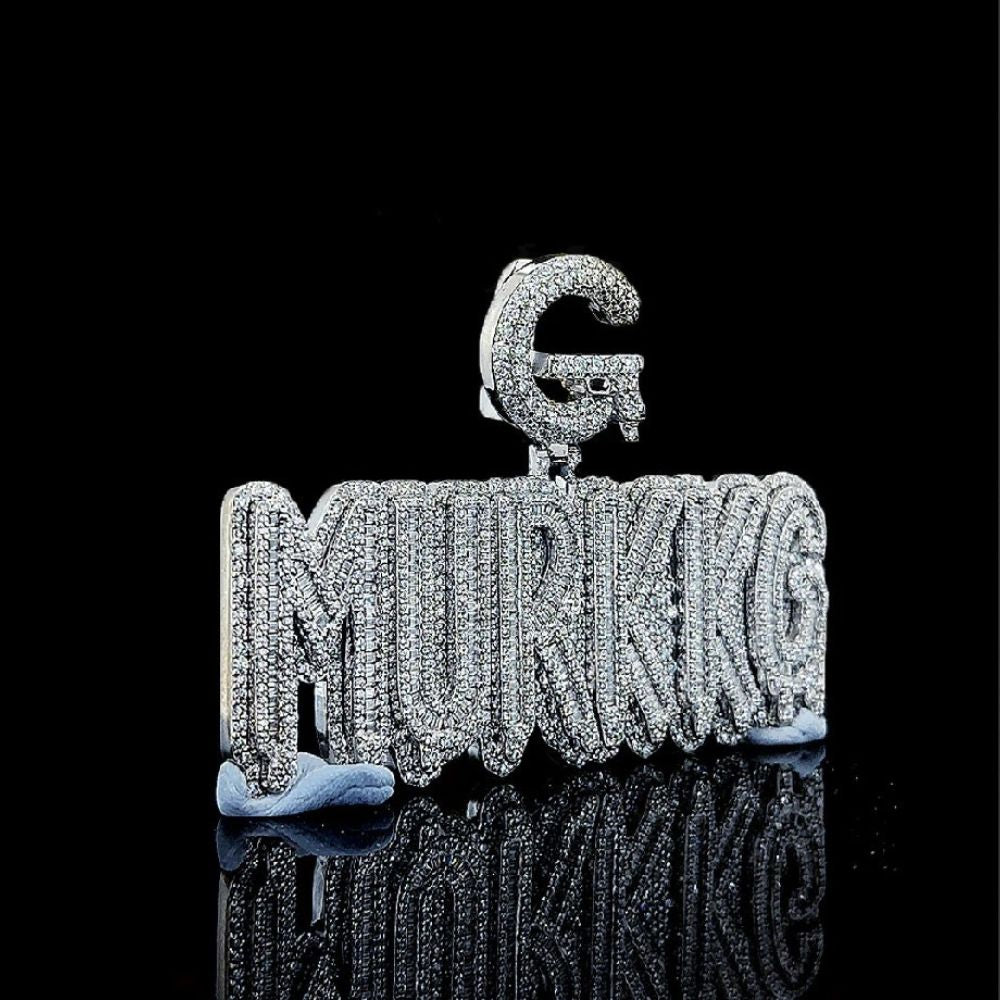 Customized Name Letter Baguette Cut Moissanite Hip Hop Pendant