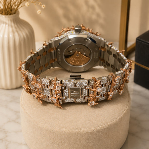 Iced Out Moissanite Diamond Dual Tone Vintage Hip Hop Watch For Men