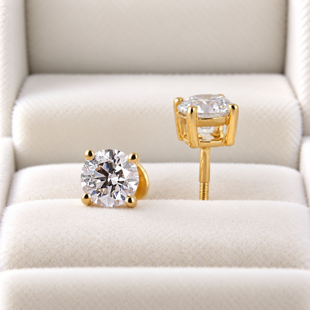 IGI Certified Lab Grown Diamond Round Cut Stud Earrings