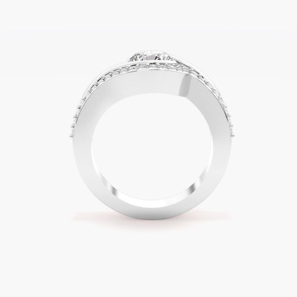 Colorless Moissanite Round Cut Solitaire Bridal Ring Set
