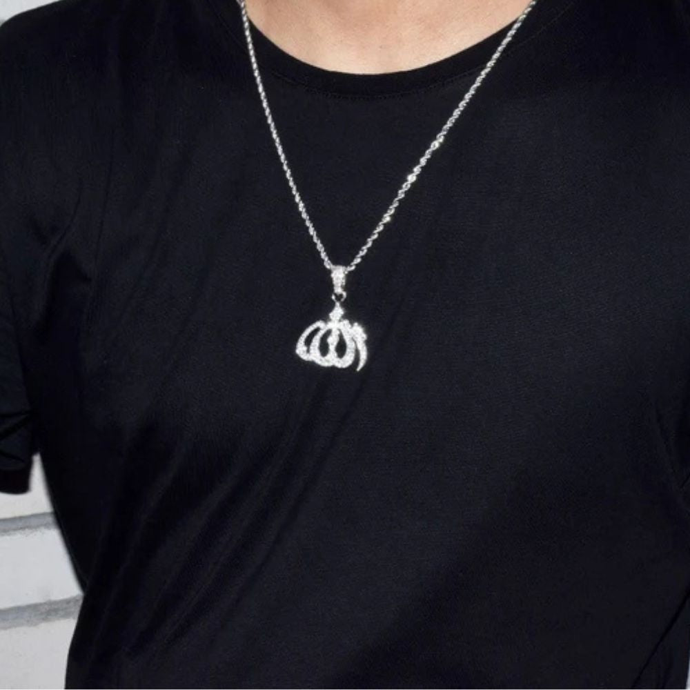 Lab Grown Diamond Round Cut Micro Pave Pendant For Men