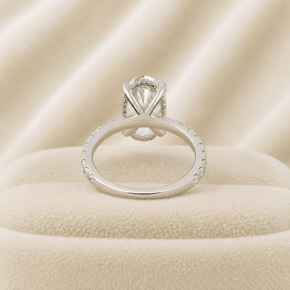 2 Carat Oval Cut Lab Grown Diamond Hidden Halo Engagement Ring