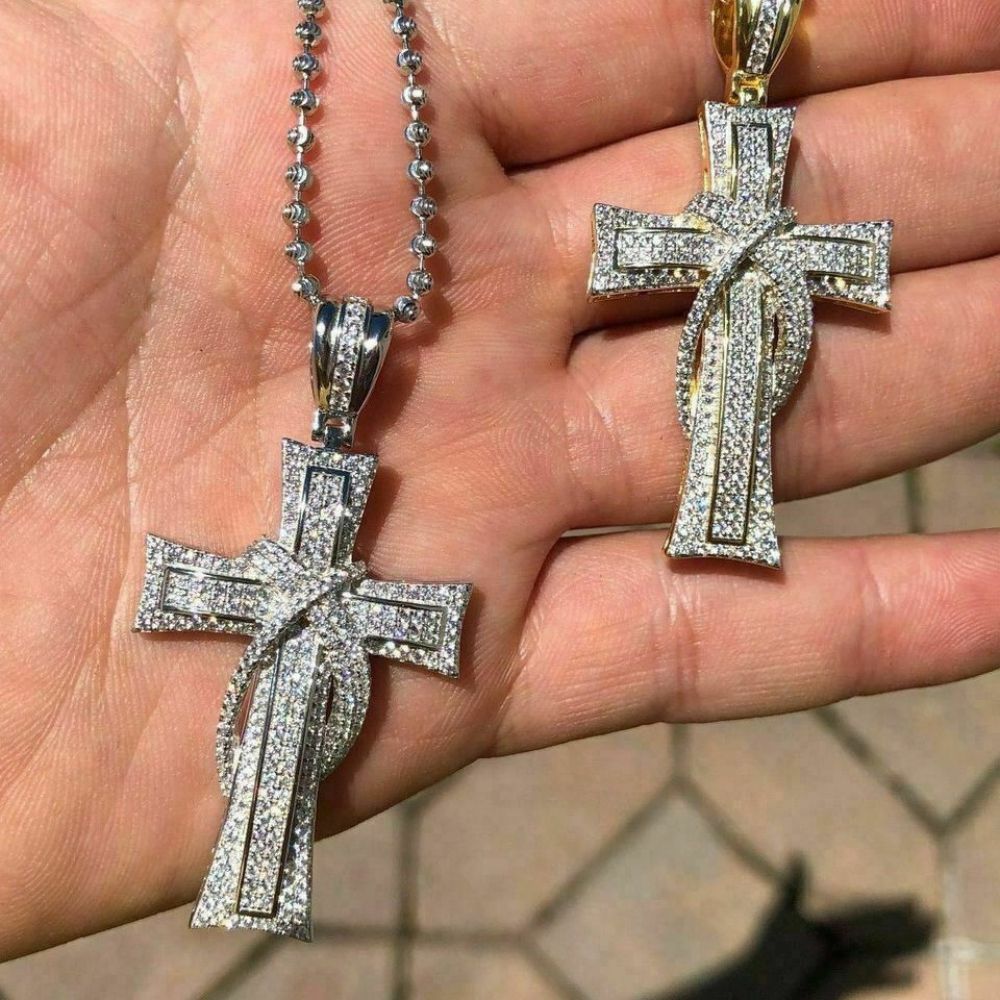 Iced Out Moissanite Diamond Unique Cross Hip Hop Pendant