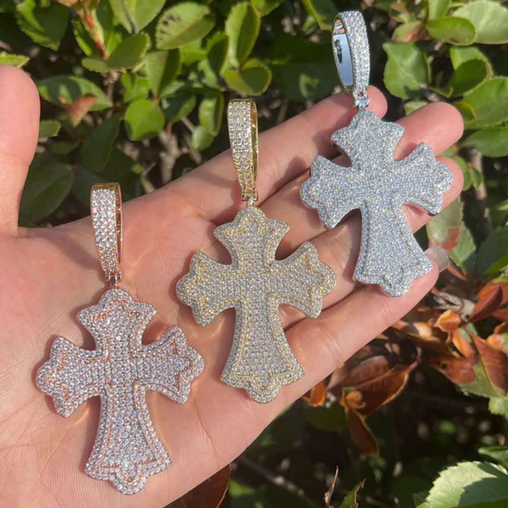 Lab Grown Diamond Round Cut Cross Hip Hop Pendant