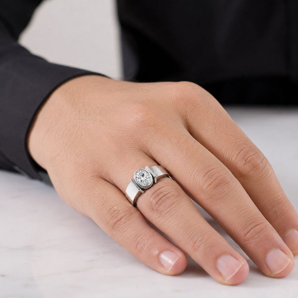 Lab Grown Diamond Oval Cut Bezel Set Solitaire Engagement Ring