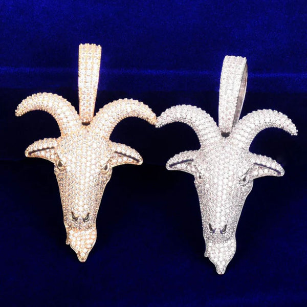 Round Cut Lab Grown Diamond Goat Head Pendant For Men
