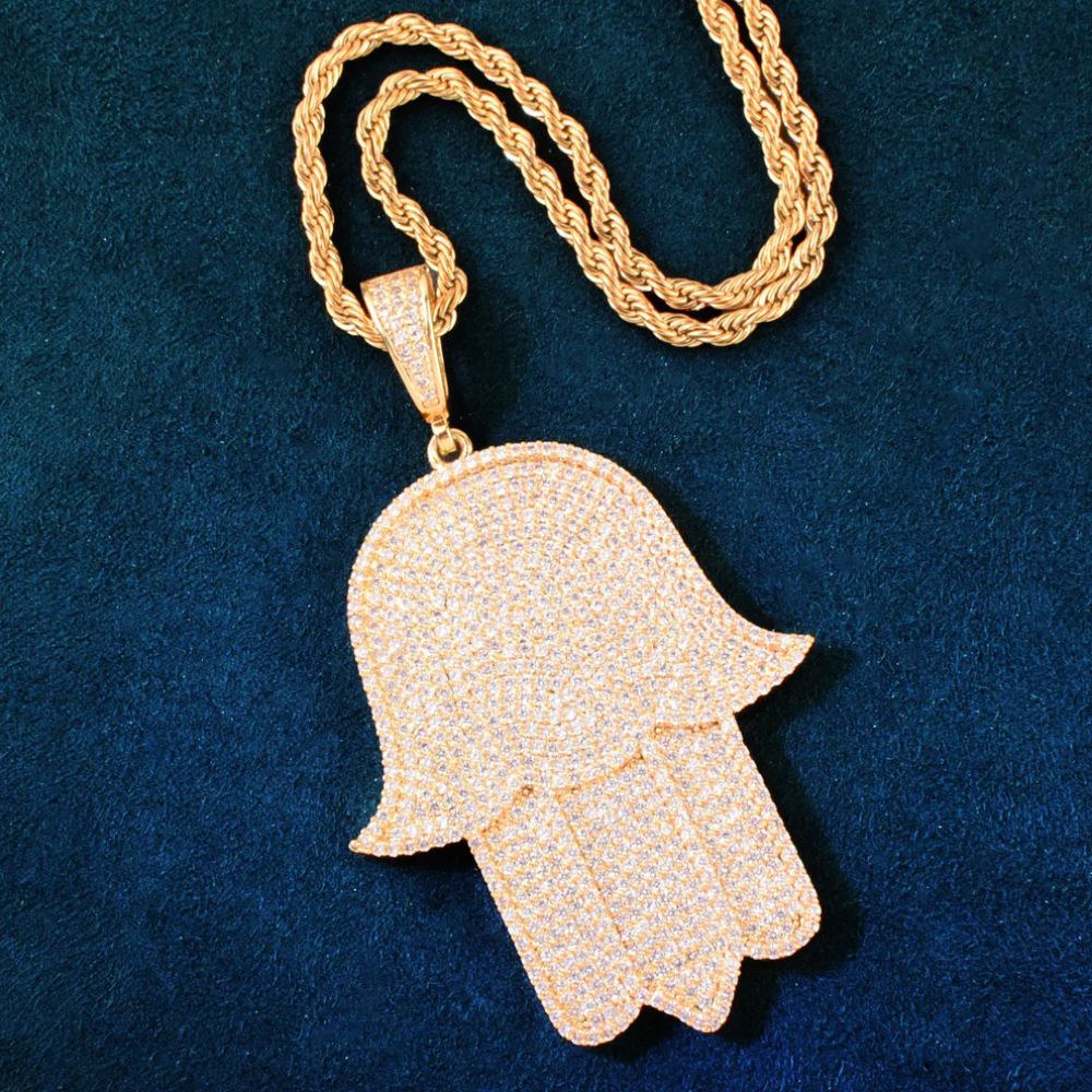 Iced Out Moissanite Hamsa Hand Hip Hop Pendant