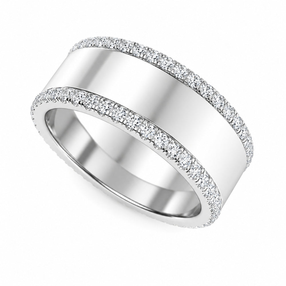 Round Cut Lab Grown Diamond Pave Set Wedding Band For Men
