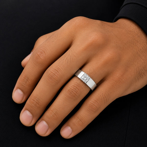 Princess Cut Solitaire Flush Set Lab Grown Diamond Engagement Ring