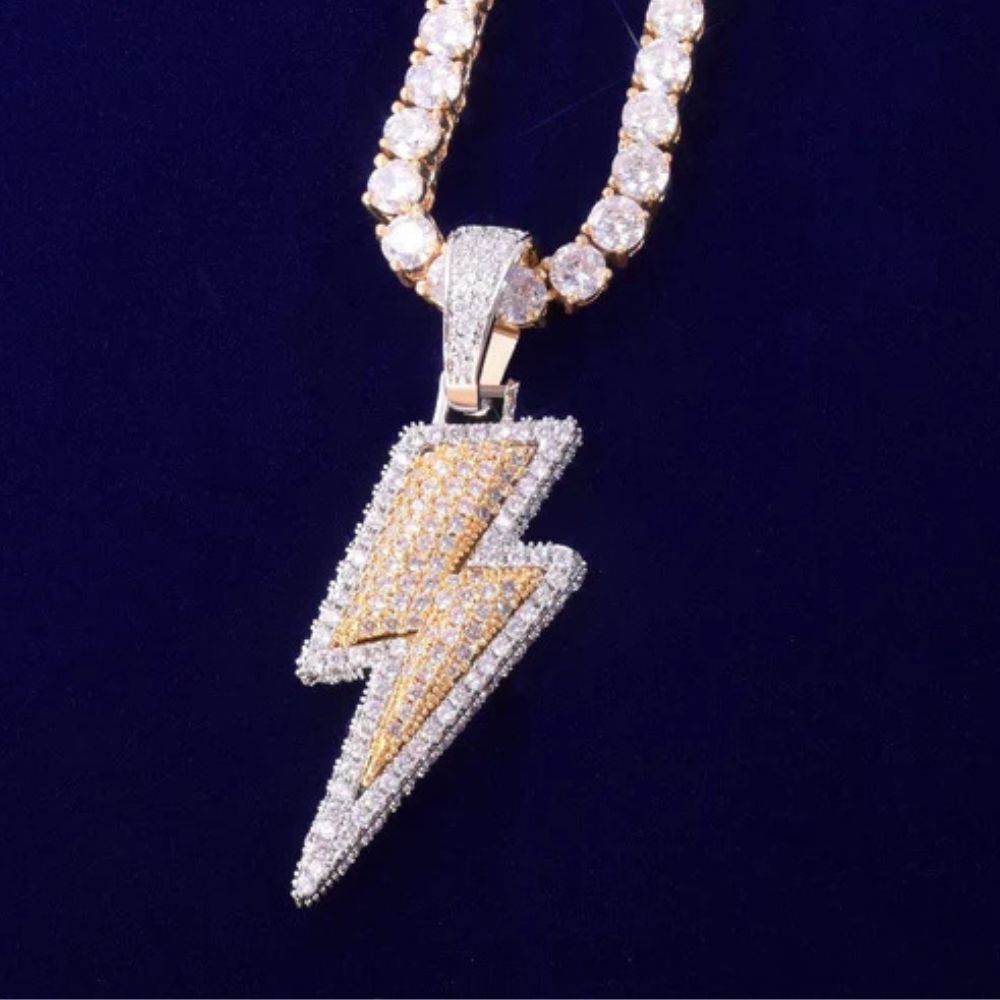 Men's Wear Round Cut Lab Grown Diamond Lightning Strike Pendant