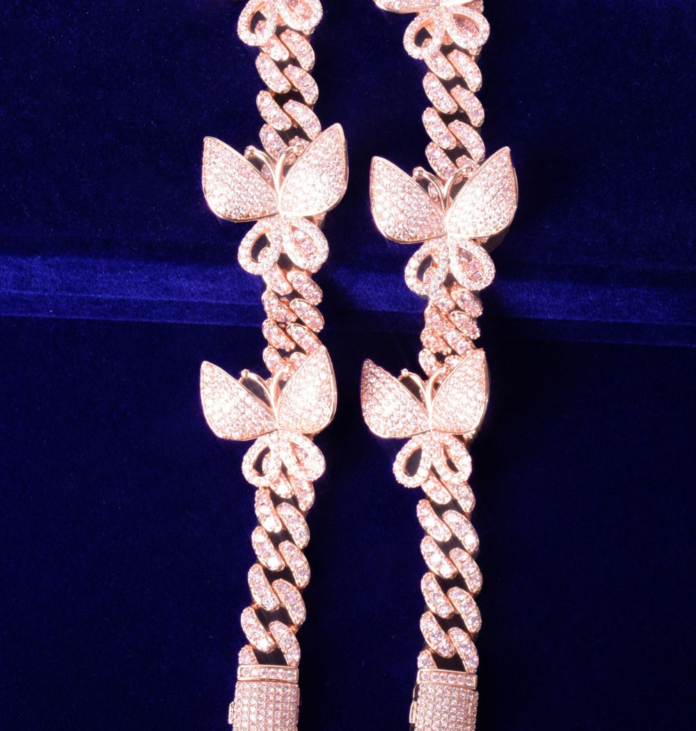 Iced Out Butterfly Cuban Link Men's Hip Hop Bracelet