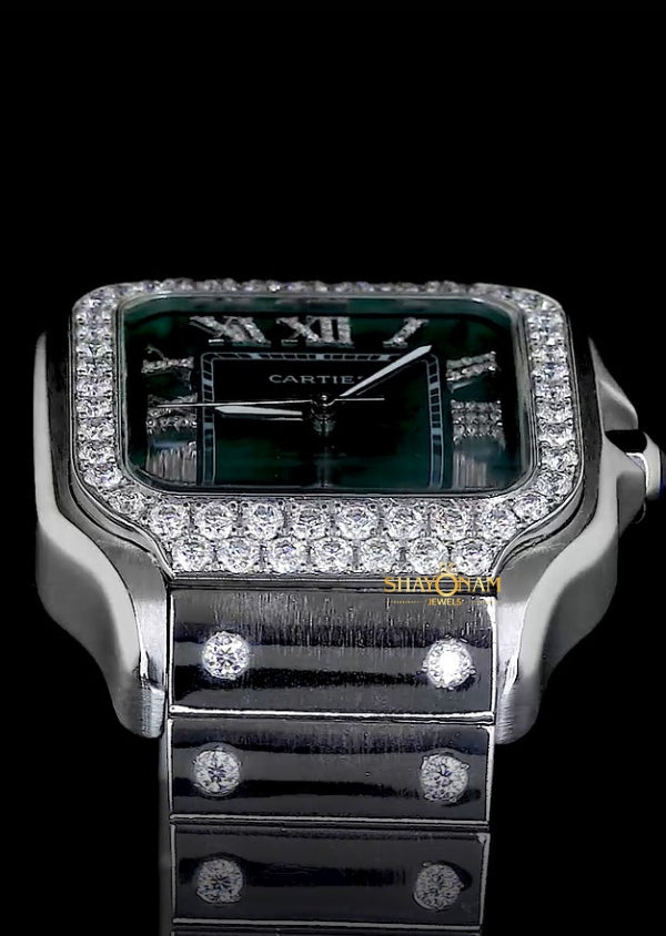 Green Dial Moissanite Diamond Automatic Luxury Watch