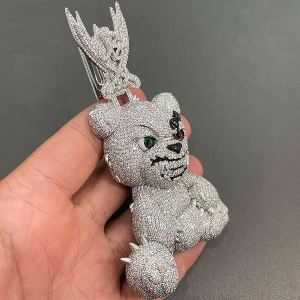 Iced Out Moissanite Diamond Angry Bear Hip Hop Pendant