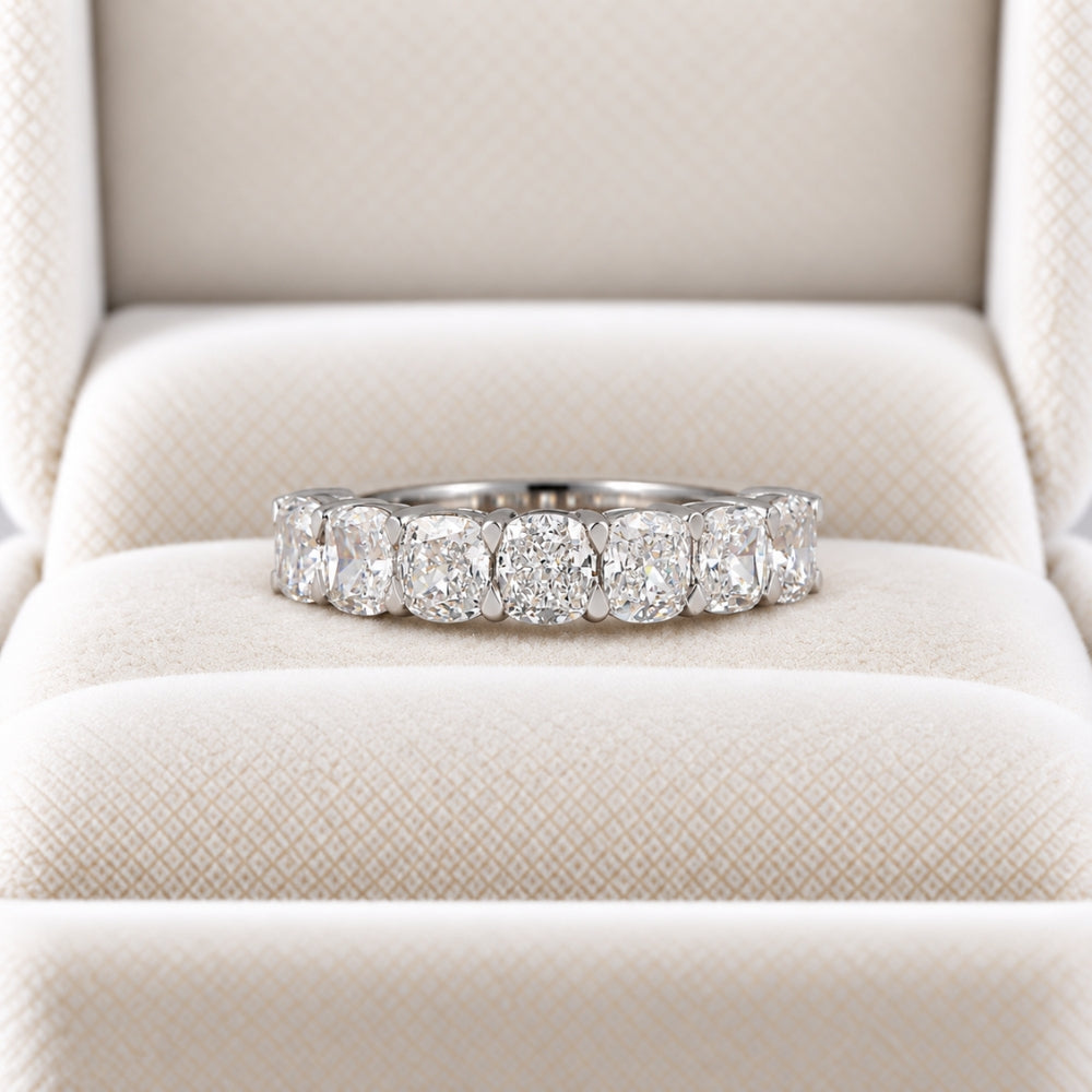 Cushion Cut Lab Grown Diamond Half Eternity Wedding Band