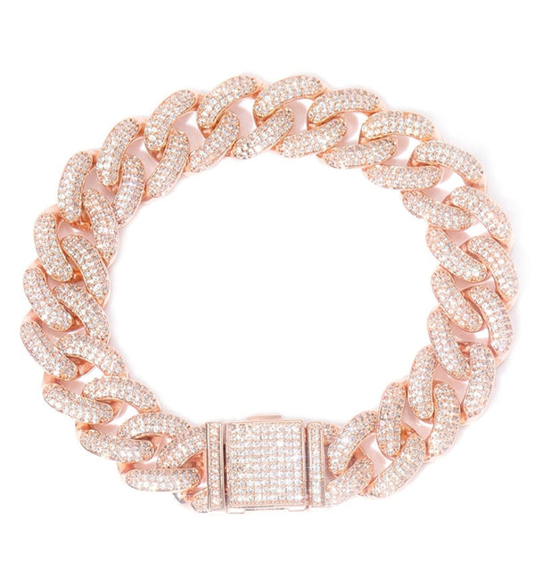 Round Brilliant Cut Moissanite Link Hip Hop Bracelet