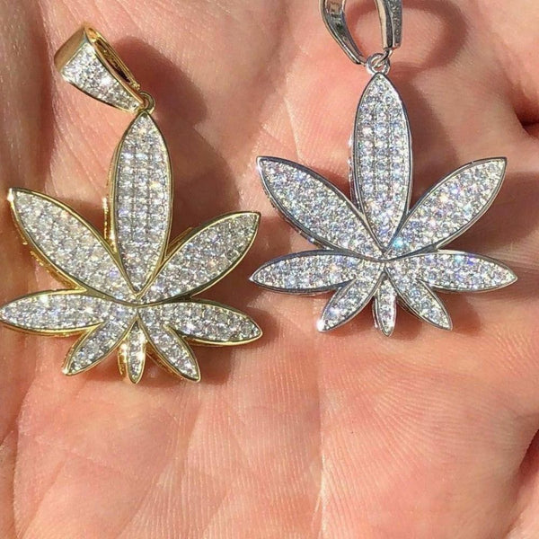 Maple Leaf Iced Out Moissanite Diamond Hip Hop Pendant