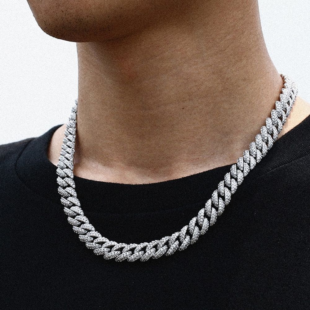 Round Cut Lab Grown Diamond Cuban Link Chain For Men