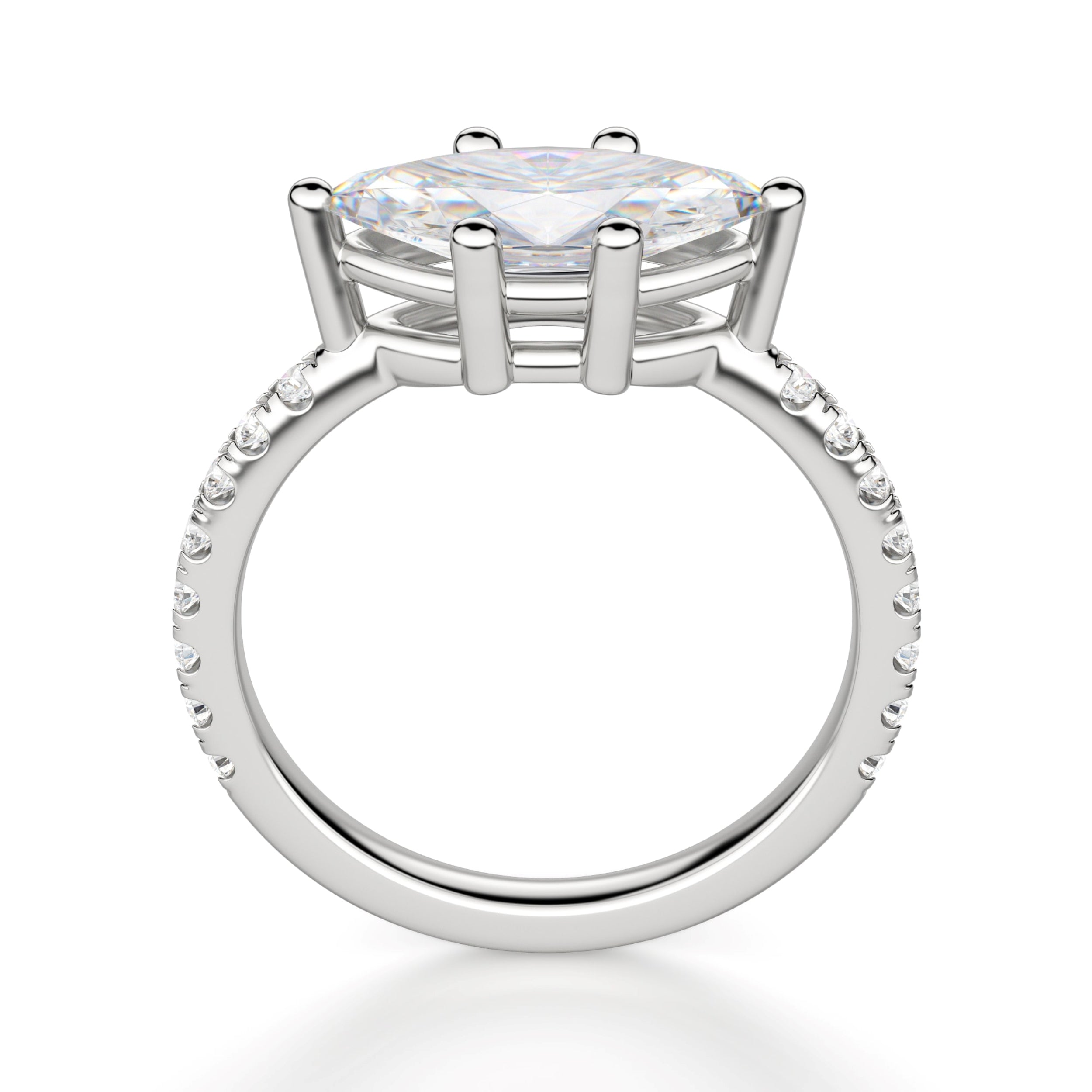 East to West Marquise Cut Moissanite Engagement Ring
