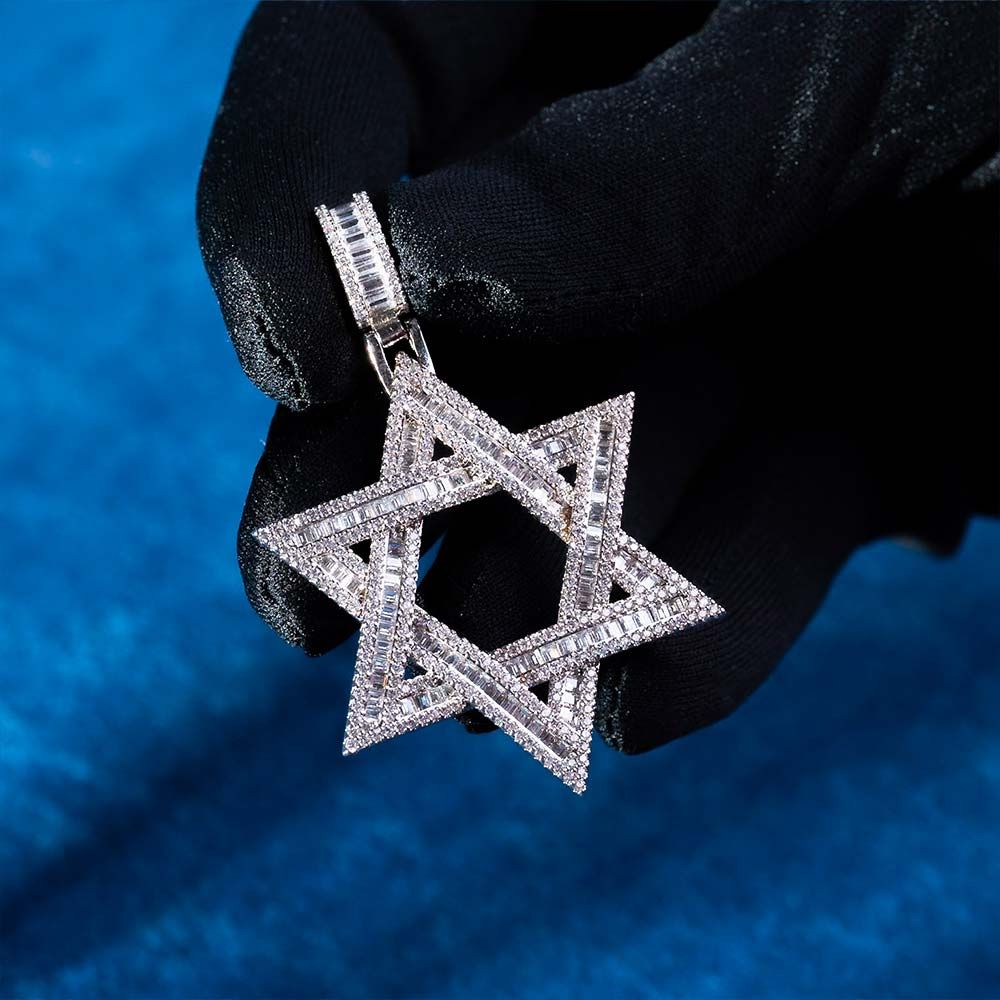 VVS1 Moissanite Hip Hop Style Star Of David Pendant