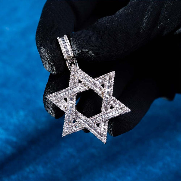 VVS1 Moissanite Hip Hop Style Star Of David Pendant