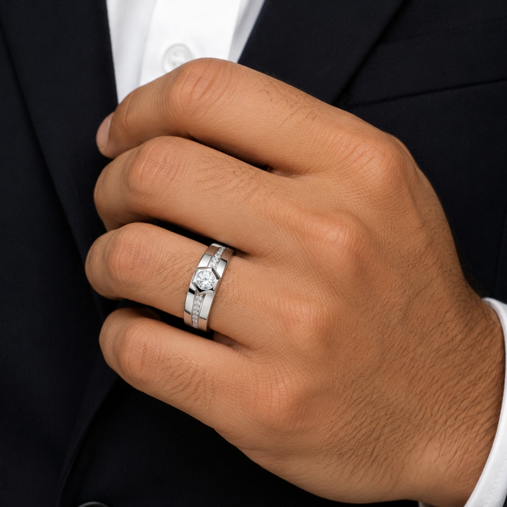 Lab Grown Diamond Round Cut Bezel Set Promise Band
