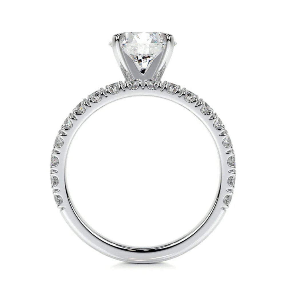 Round Cut Colorless Moissanite Pave Set Wedding Ring Set