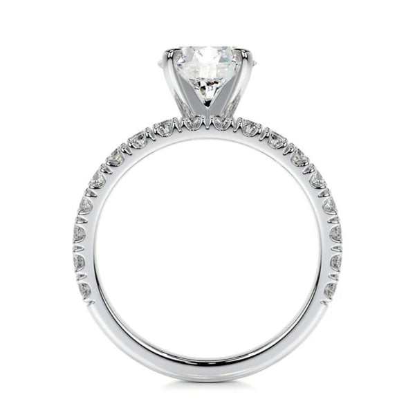 Round Cut Colorless Moissanite Pave Set Wedding Ring Set