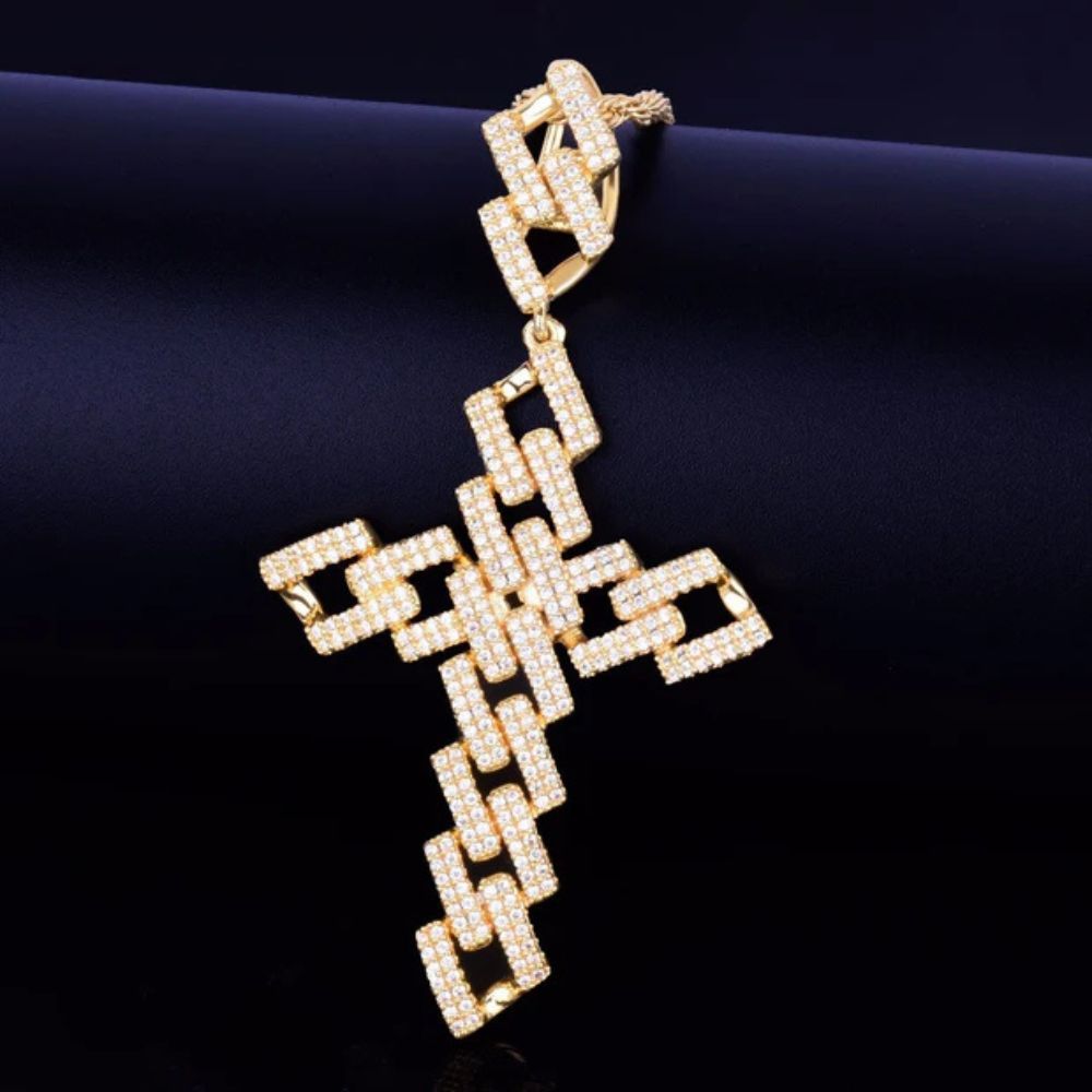 Lab Grown Diamond Round Cut Cross Hip Hop Pendant