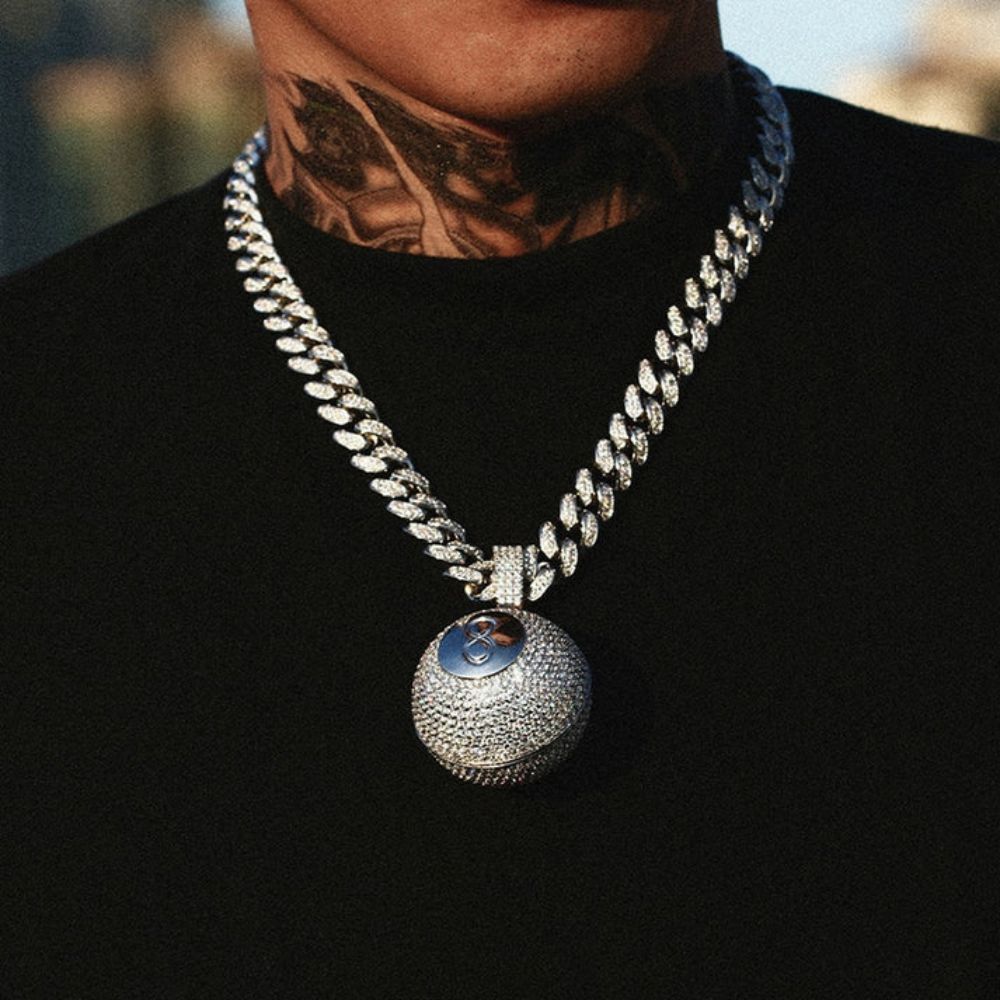 Iced Out Moissanite 8 Ball Hip Hop Pendant