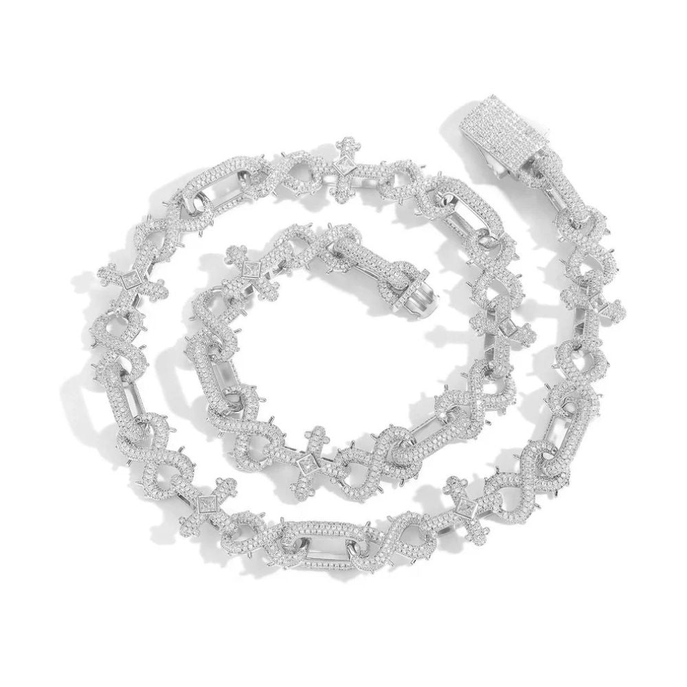 Iced Out Moissanite Infinity Cross Link Hip Hop Chain For Men