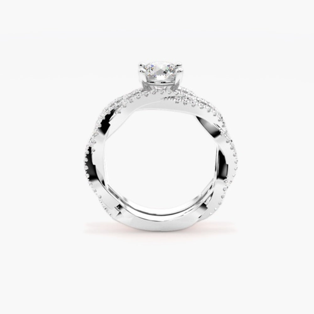 Round Cut Twisted Style Moissanite Wedding Ring Set