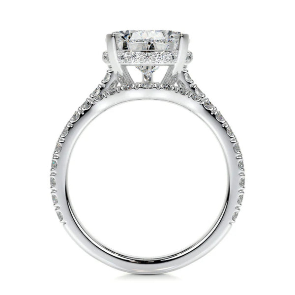 Pear Cut Moissanite Hidden Halo Bridal Ring Set