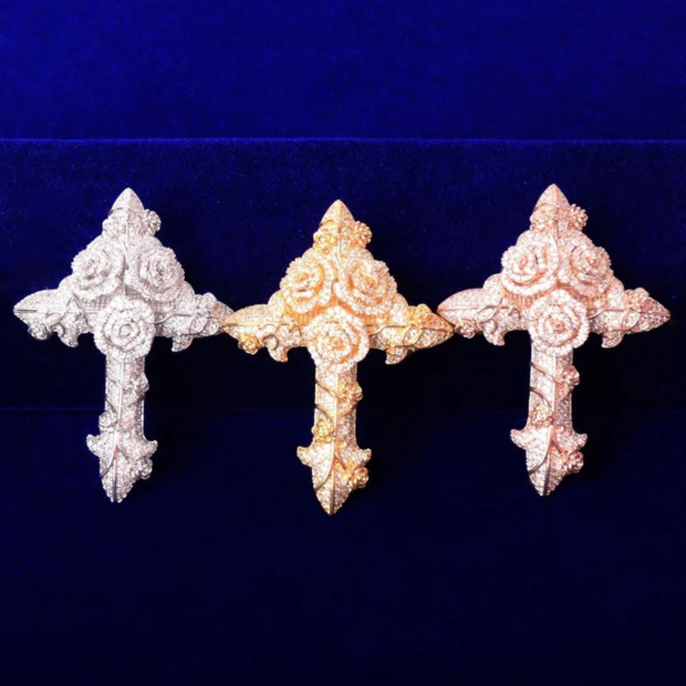 Lab Grown Diamond Round Cut Cross Hip Hop Pendant