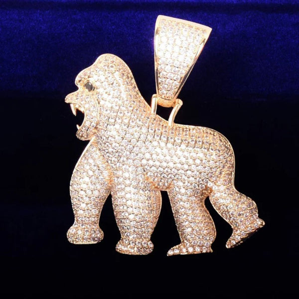 Lab Grown Diamond Round Cut Gorilla Hip Hop Pendant