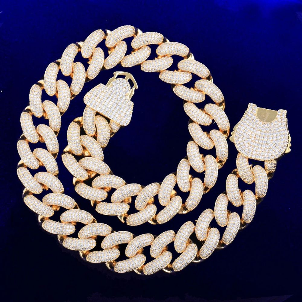 Iced Out Round Cut Lab Grown Diamond Miami Cuban Link Chain