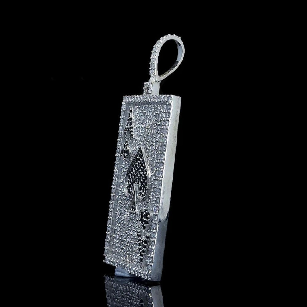 Iced Out Ace Card Moissanite Diamond Rapper Style Hip Hop Pendant