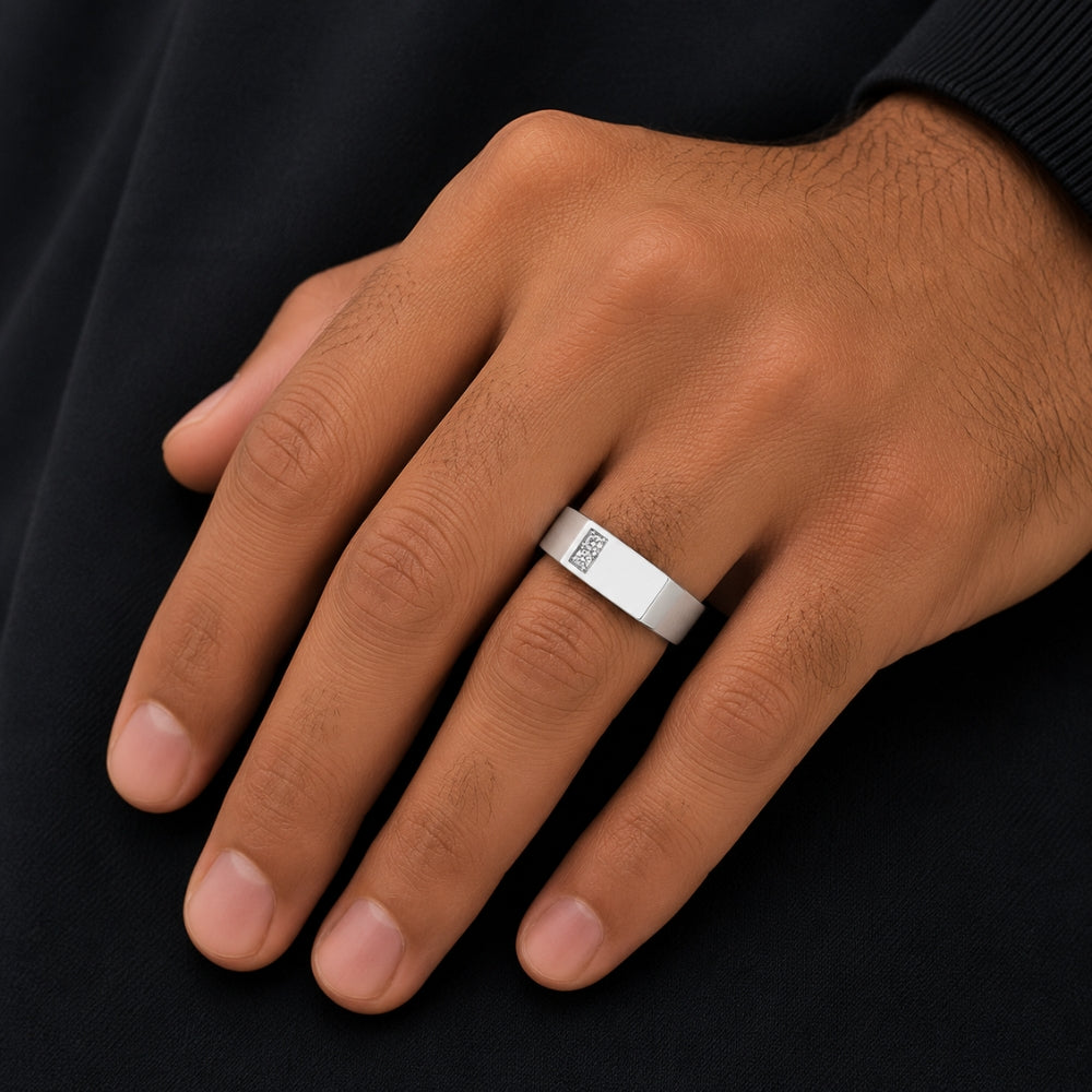 Lab Grown Diamond Round Cut Pave Set Engagement Ring For Men