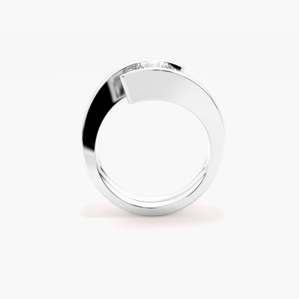 Round Cut Moissanite Solitaire Wedding Ring Set