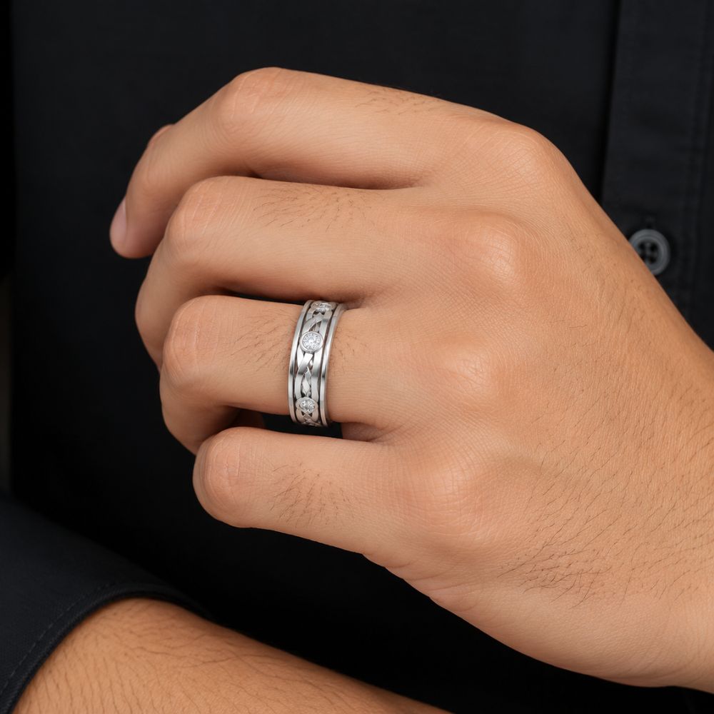 Round Cut Lab Grown Diamond Bezel Set Wedding Band